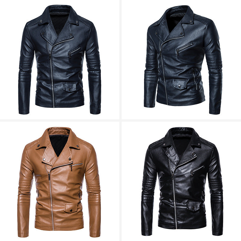 Herren stylische Bikerjacke mit asymmetrischem Reißverschluss und praktischen Taschen Aliams