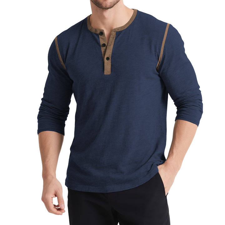 Herren sportliches Longsleeve Oberteil mit Knopfleiste Aliams