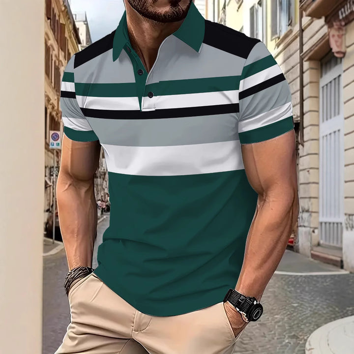 Herren Poloshirt mit modernem Streifenmix Aliams