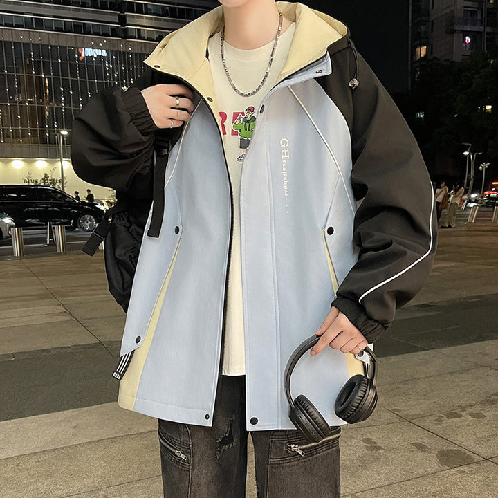 Herren Übergangsjacke mit verstellbarem Kapuzenkragen und funktionalen Taschen Aliams