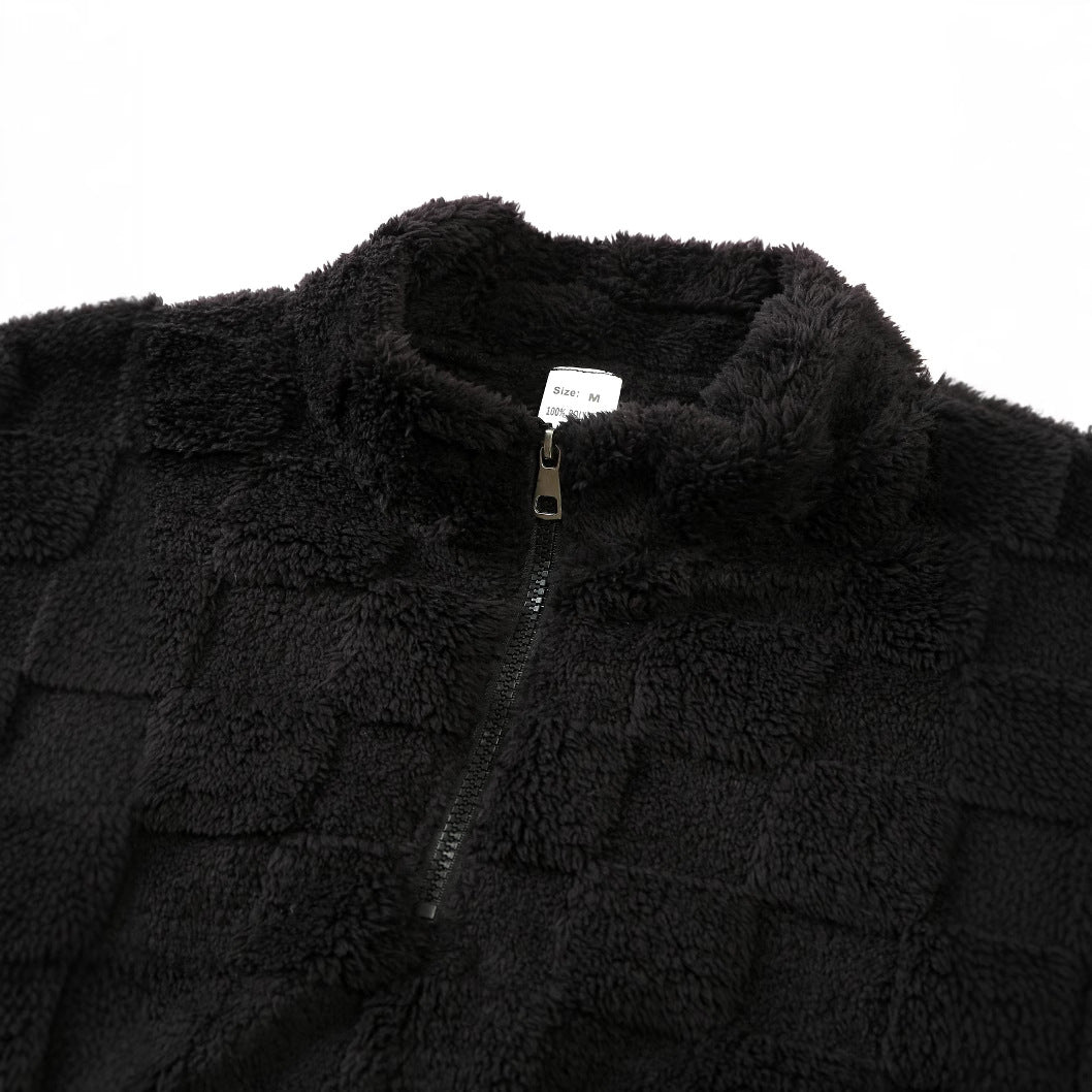 Herren Fleece-Pullover mit Reißverschluss und strukturiertem Design Aliams