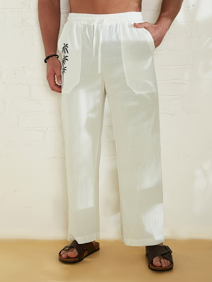 Herren entspannte Strandhose mit Palmendruck Aliams