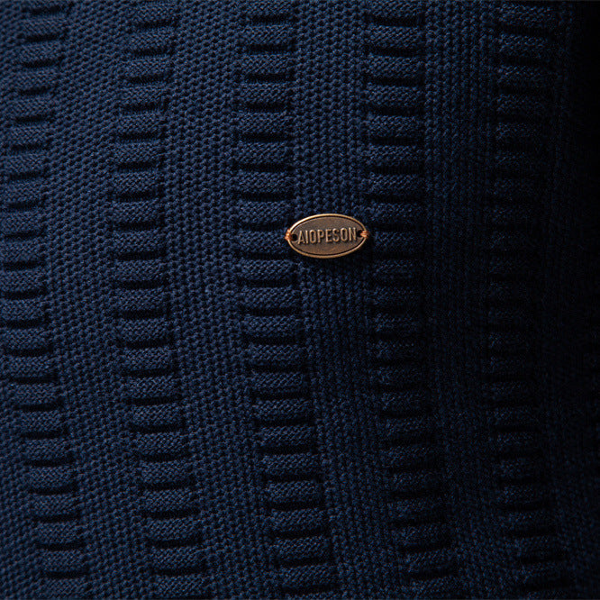 Herren Pullover mit strukturiertem Design und halbem Reißverschluss Aliams