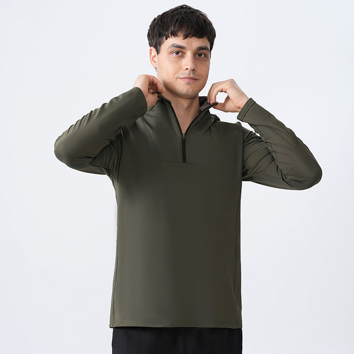 Herren Funktionsoberteil mit halbem Reißverschluss und atmungsaktivem Gewebe Aliams