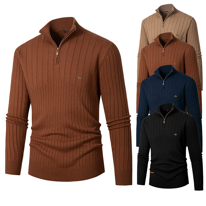 Herren Pullover mit modernem Reißverschluss und Rippenstruktur Aliams