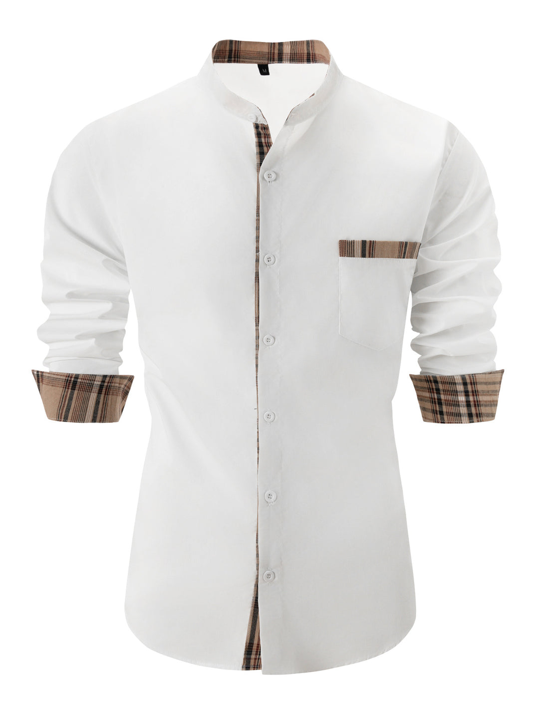 Herren Hemd mit Stehkragen und modischen Kontrastdetails Aliams