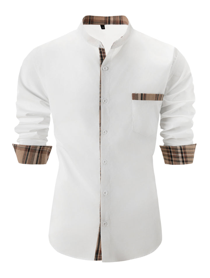 Herren Hemd mit Stehkragen und modischen Kontrastdetails Aliams