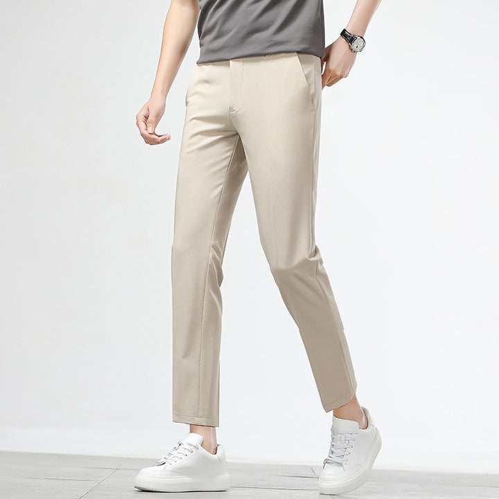 Herren bequeme Chinohose mit schmalem Schnitt und elastischem Bund Aliams