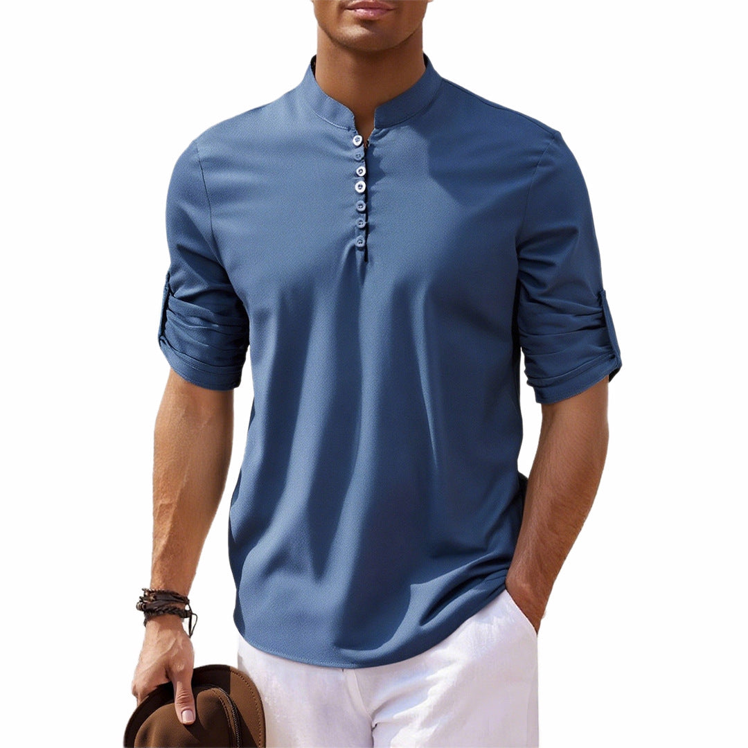 Herren Hemd mit modernen Knöpfen und praktischen hochgerollten Ärmeln Aliams