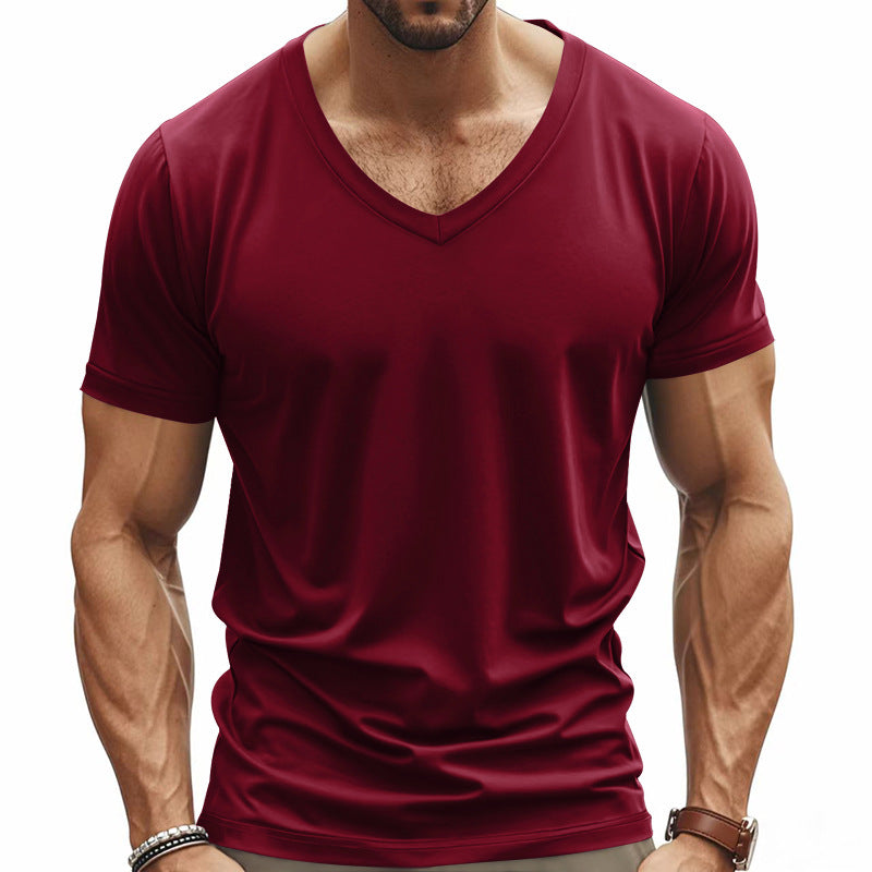 Herren V-Ausschnitt T-Shirt aus atmungsaktivem Baumwollmix mit modernem Schnitt Aliams