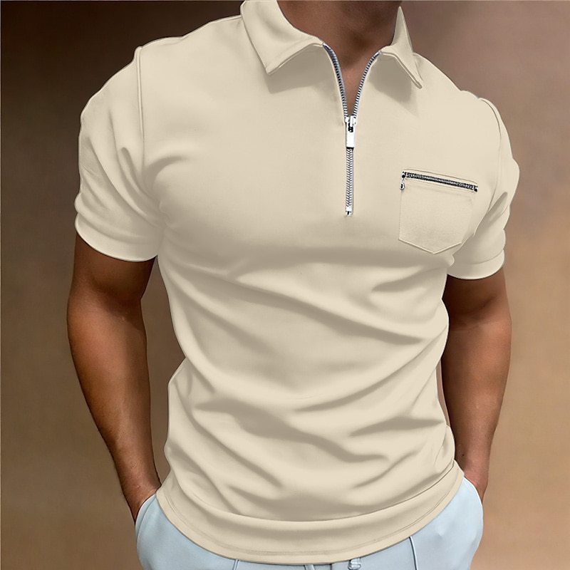 Herren Poloshirt mit modischem Reißverschluss und praktischer Brusttasche Aliams