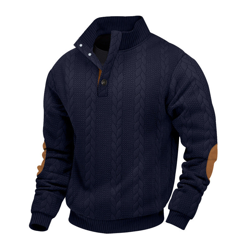 Herren Strickpullover mit hohem Kragen und modernen Knopfdetails Aliams