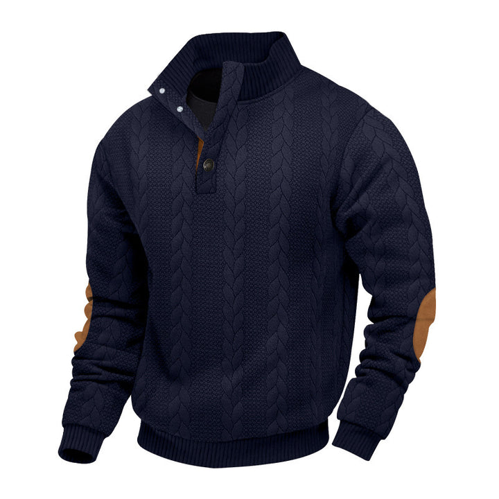 Herren Strickpullover mit hohem Kragen und modernen Knopfdetails Aliams