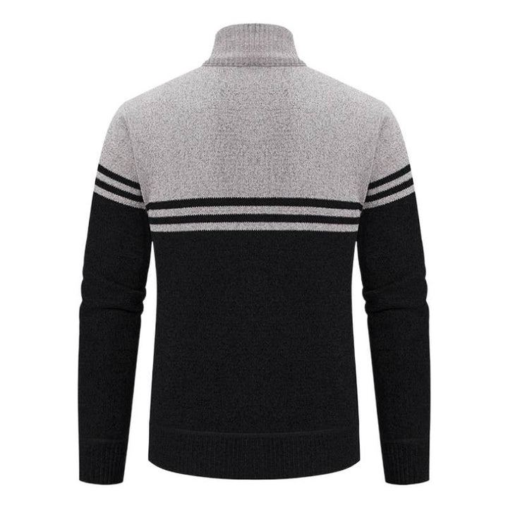 Herren sportliche und modische Strickjacke mit Reißverschluss und kontrastierenden Streifen Aliams