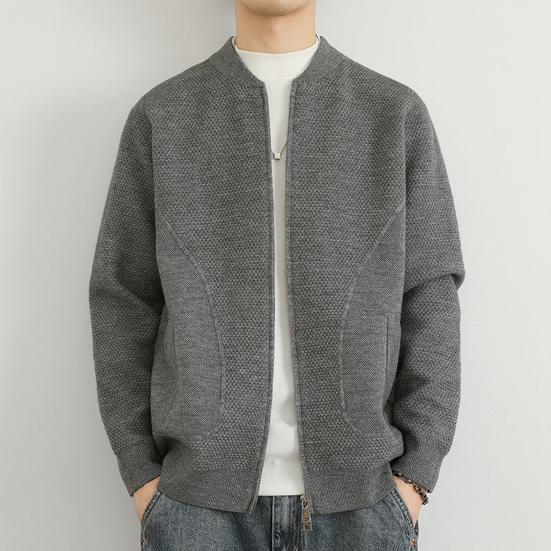 Herren Jacquard Sweatjacke mit Reißverschluss und praktischen Taschen Aliams