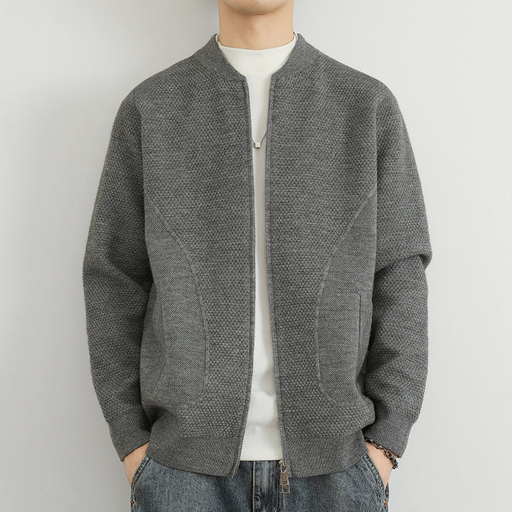 Herren Jacquard Sweatjacke mit Reißverschluss und praktischen Taschen Aliams