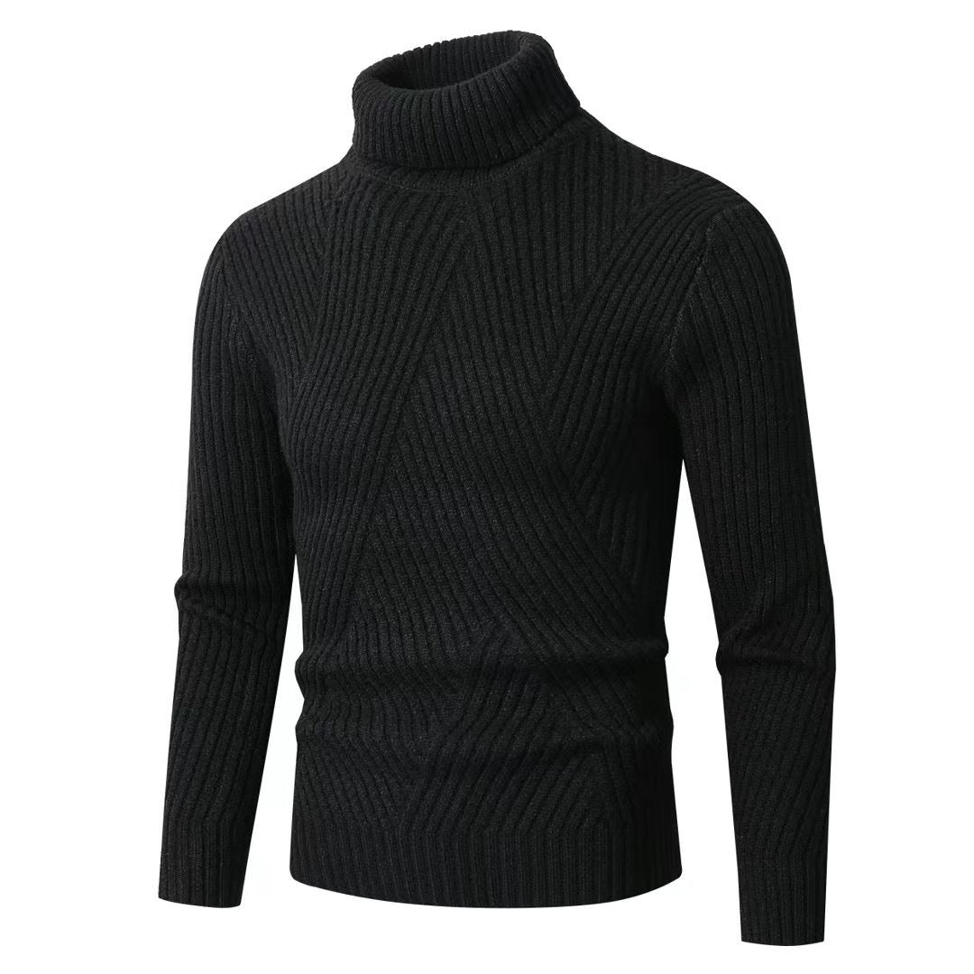 Herren Strickpullover mit hohem Kragen und strukturiertem Zopfdesign Aliams