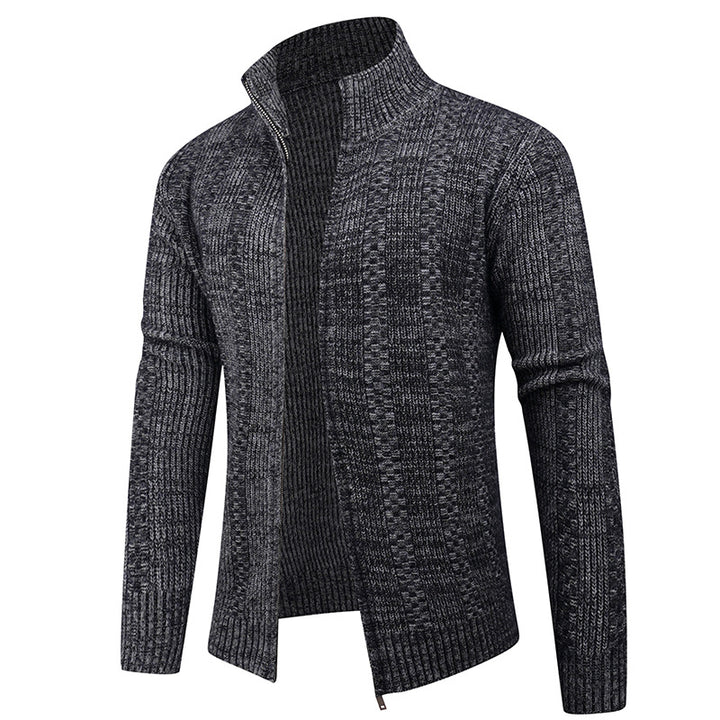 Herren Freizeit Strickjacke mit hohem Kragen und modernem Zipper Aliams