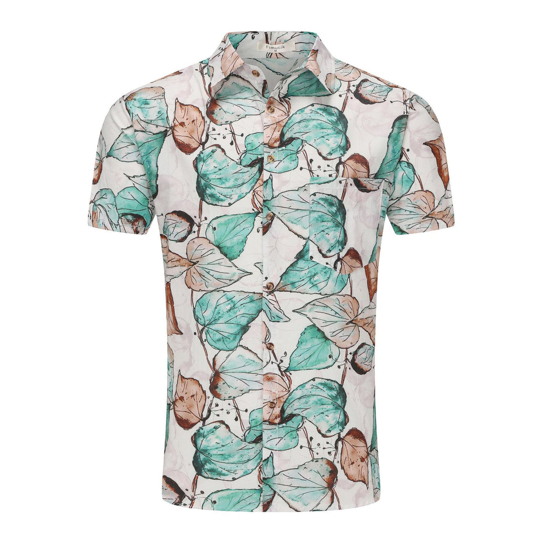 Herren Kurzarm-Hemd mit floralem Design und modischen Details Aliams