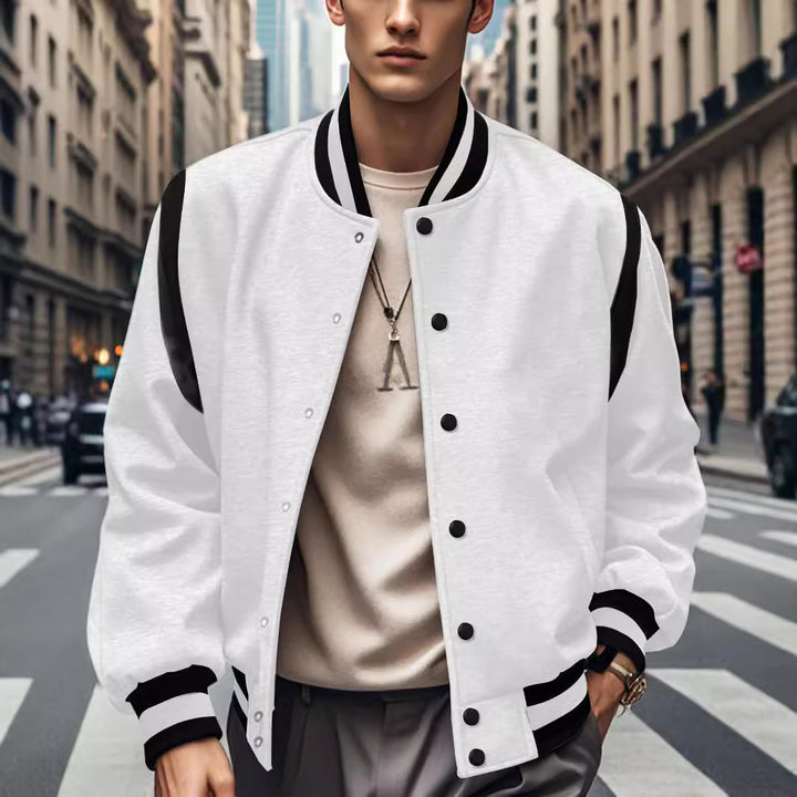 Herren stylische Collegejacke mit kontrastierenden Ärmeln und atmungsaktiven Materialien Aliams
