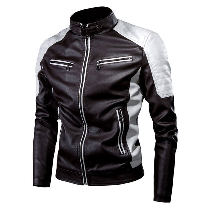 Herren Biker-Lederjacke mit Steppdetails und innovativem Reißverschluss Aliams