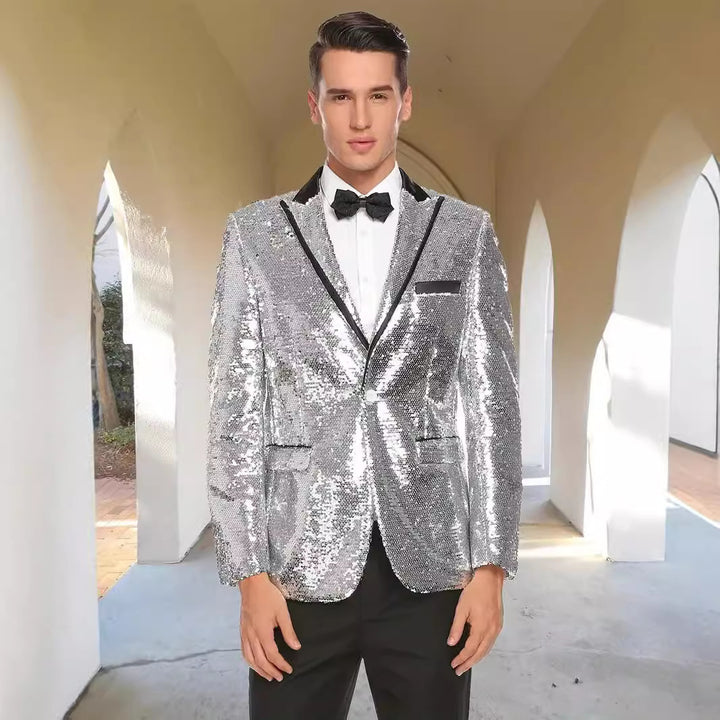 Herren Glitzernder Smokingblazer mit modernem Pailletten-Design Aliams