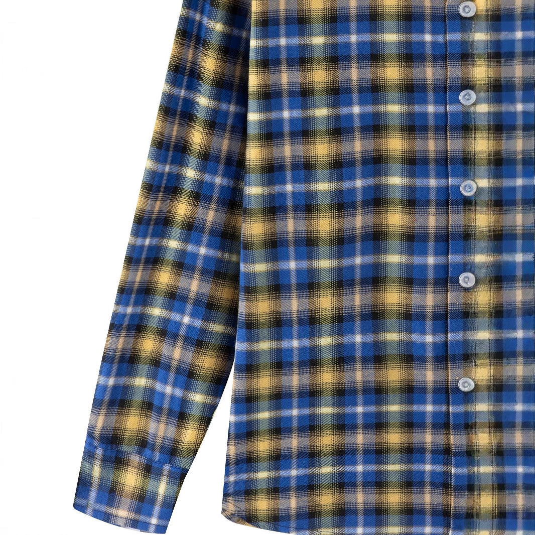 Herren kariertes Langarmhemd mit modischem Vichy-Muster Aliams