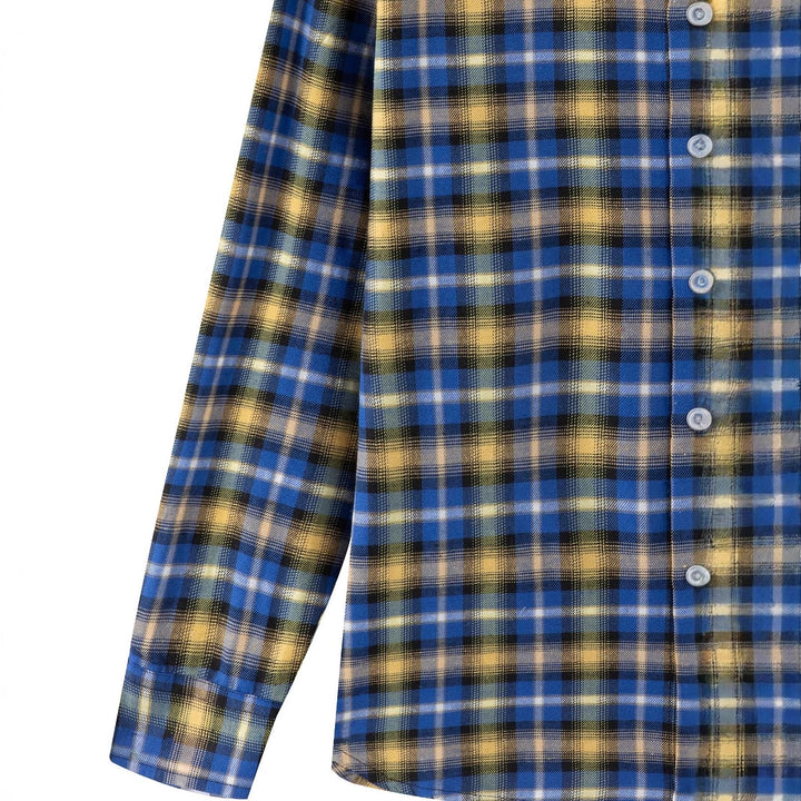 Herren kariertes Langarmhemd mit modischem Vichy-Muster Aliams