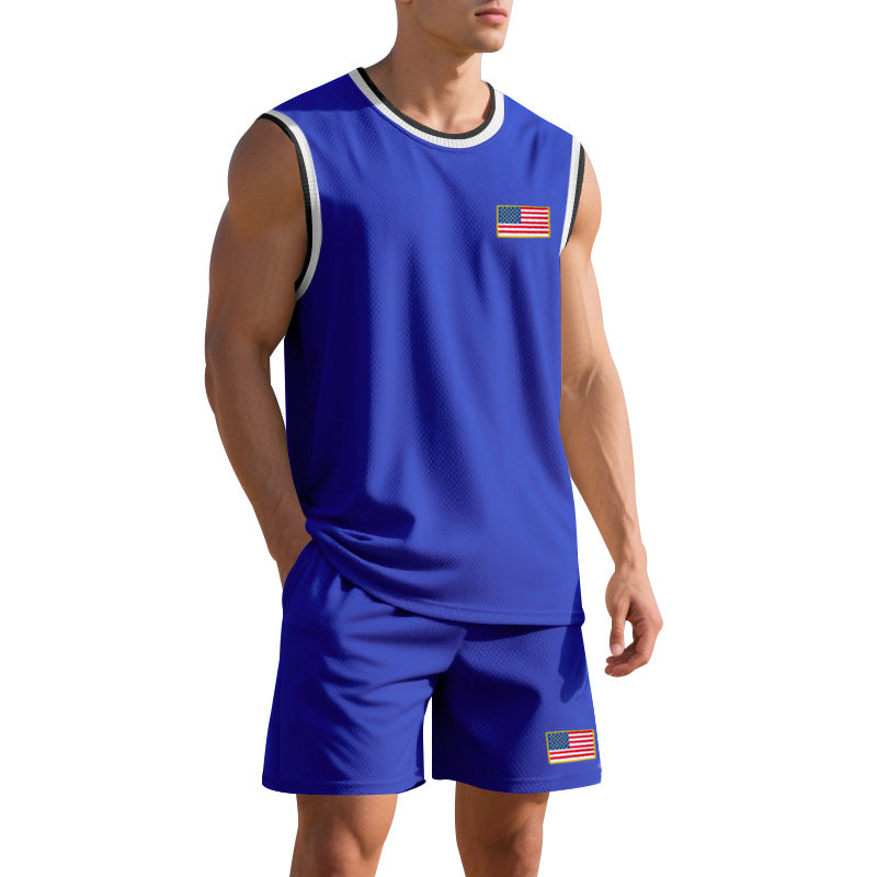 Herren Sportliches Trainingsset mit atmungsaktivem Mesh-Gewebe und modernen Flaggen-Details Aliams