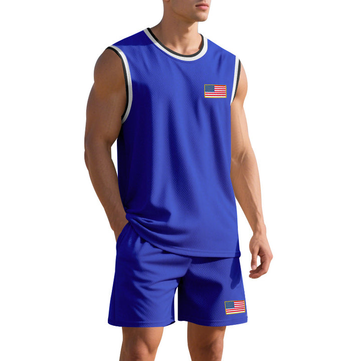 Herren Sportliches Trainingsset mit atmungsaktivem Mesh-Gewebe und modernen Flaggen-Details Aliams