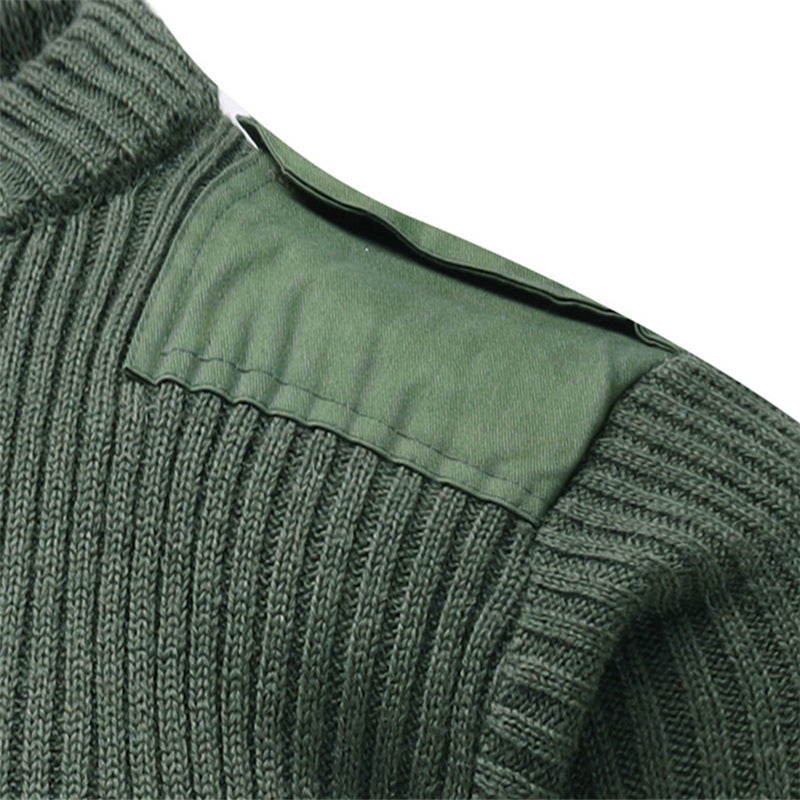 Herren Strickpullover mit V-Ausschnitt und dekorativen Schulterdetails Aliams