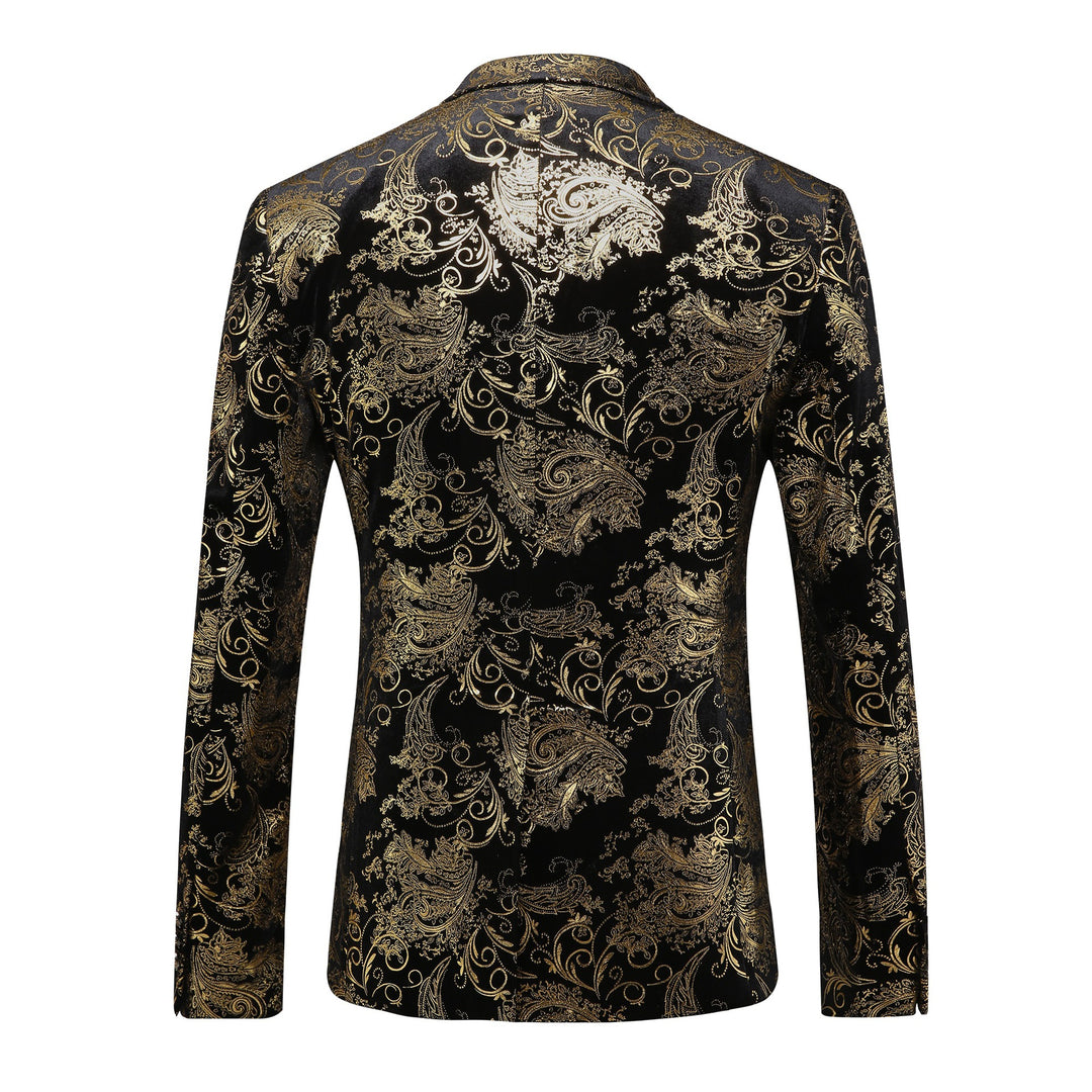 Herren eleganter Smoking-Blazer mit floralen Paillettenmustern Aliams