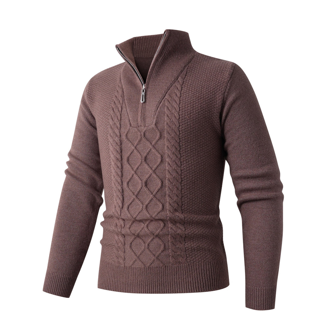 Herren Eleganter Strickpullover mit hohem Kragen und Reißverschluss Aliams
