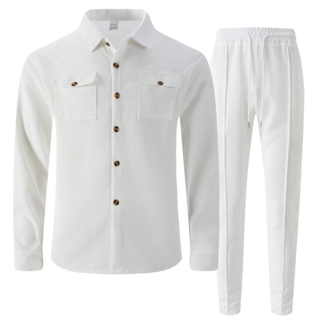 Herren Freizeit-Set mit atmungsaktivem Strukturdesign und praktischen Taschen Aliams