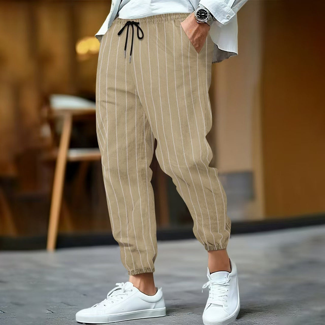 Herren stylische Freizeithose mit elegantem Streifenmuster Aliams