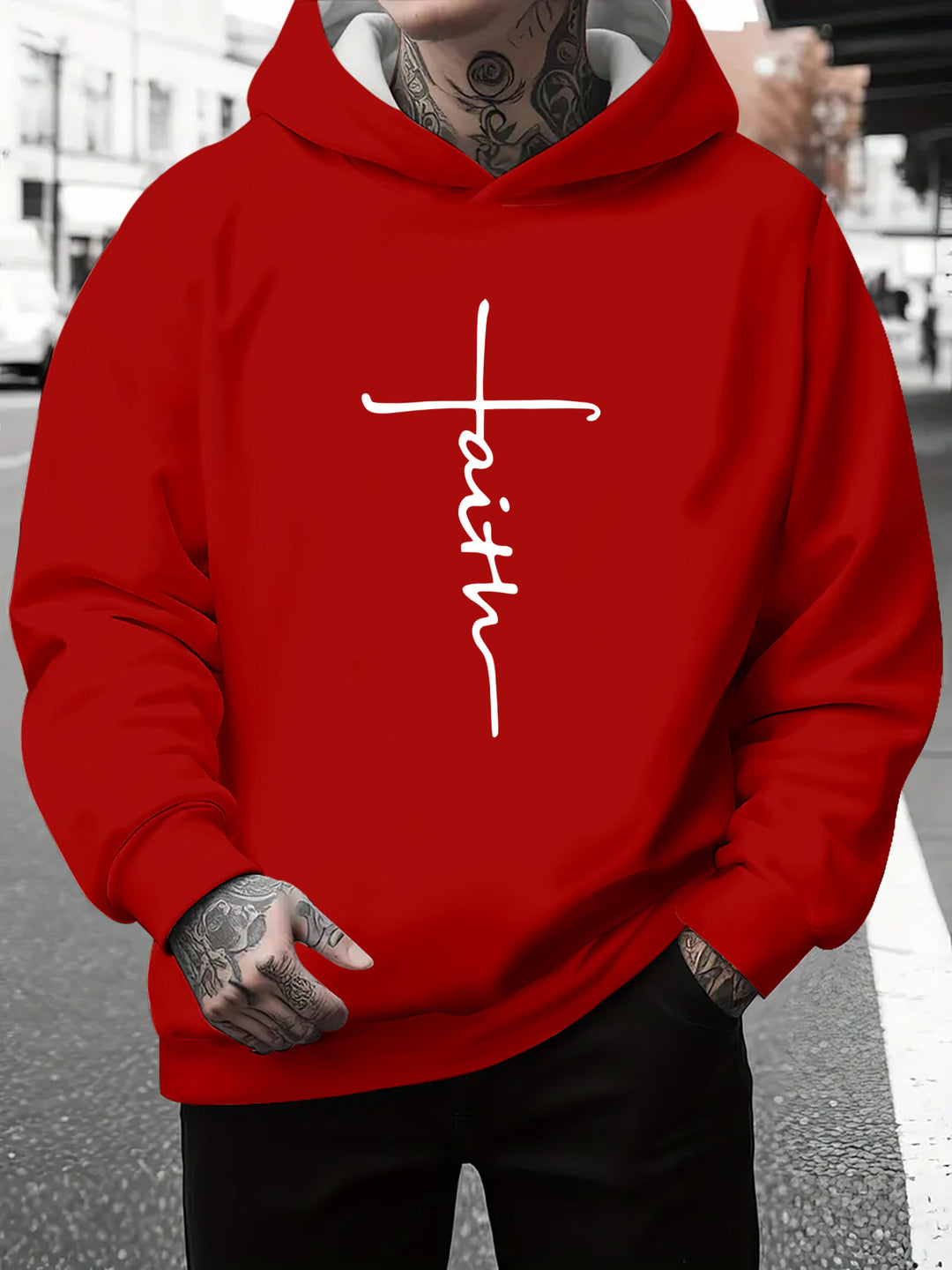 Herren Kapuzenpullover mit subtiler Farbverlauf-Optik und inspirierendem Schriftzug Aliams