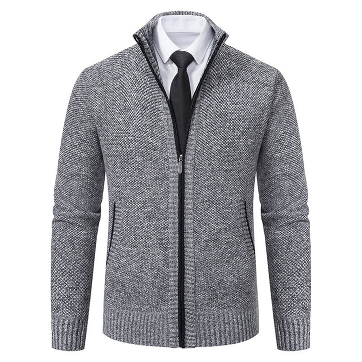Herren elegante Strickjacke mit durchgehendem Reißverschluss und strukturiertem Design Aliams