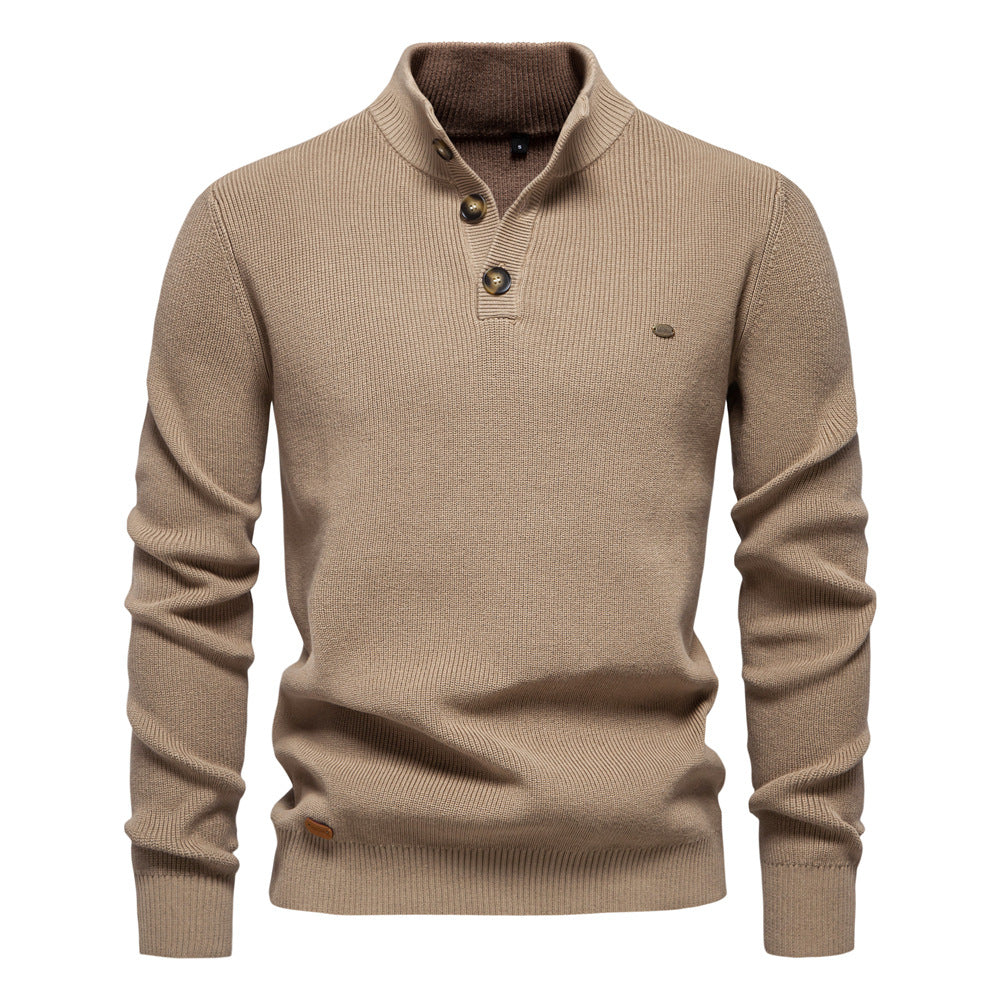Herren Pullover mit Knopfleiste und strukturiertem Muster Aliams