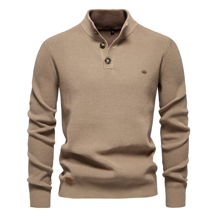 Herren Pullover mit Knopfleiste und strukturiertem Muster Aliams