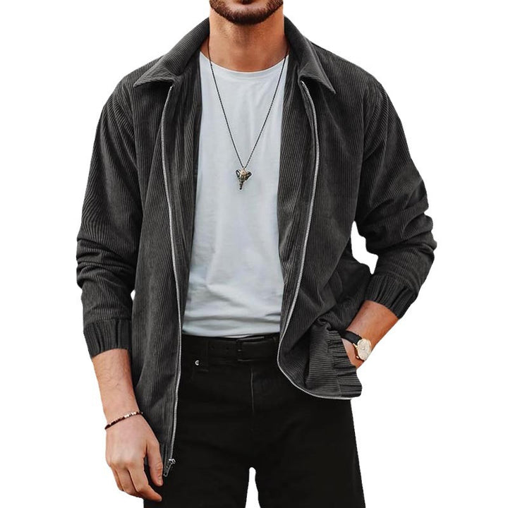 Herren bequeme Cordjacke mit durchgehender Reißverschlussfunktion Aliams