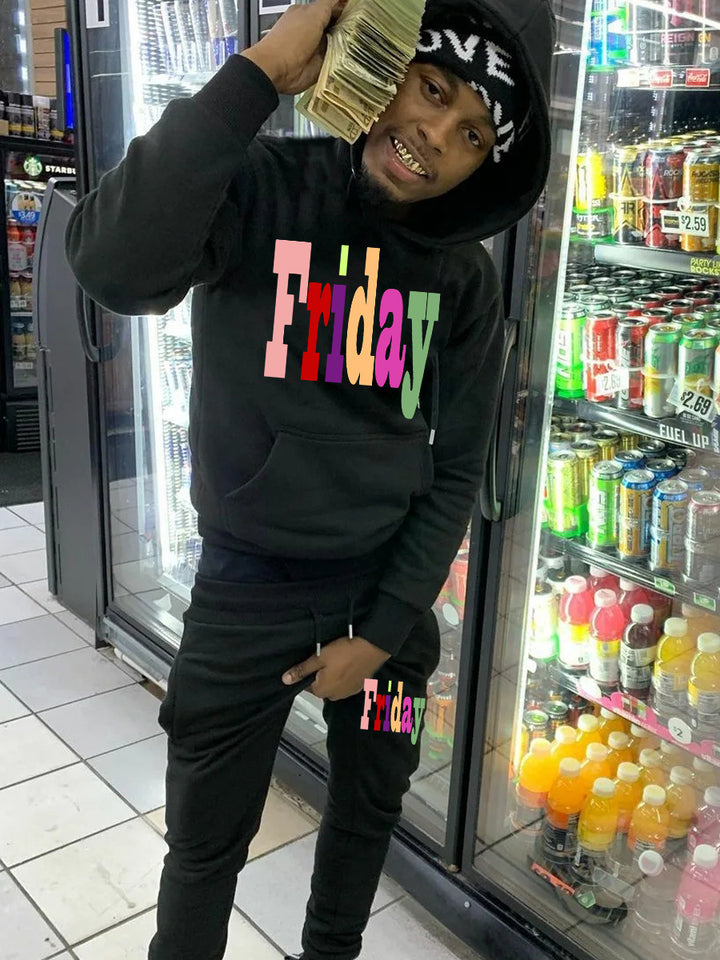 Herren Hoodie- und Jogginghose-Set mit kreativem Aufdruck Aliams