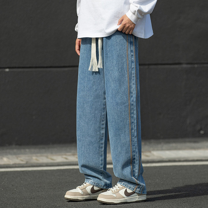Herren weite Jeanshose mit kontrastierenden Nähten Aliams