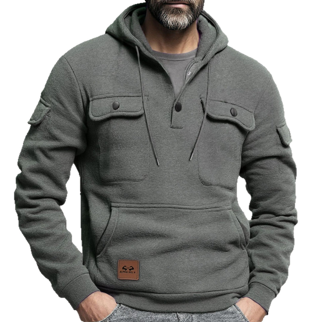 Herren Fleece-Hoodie mit praktischen Brusttaschen Aliams