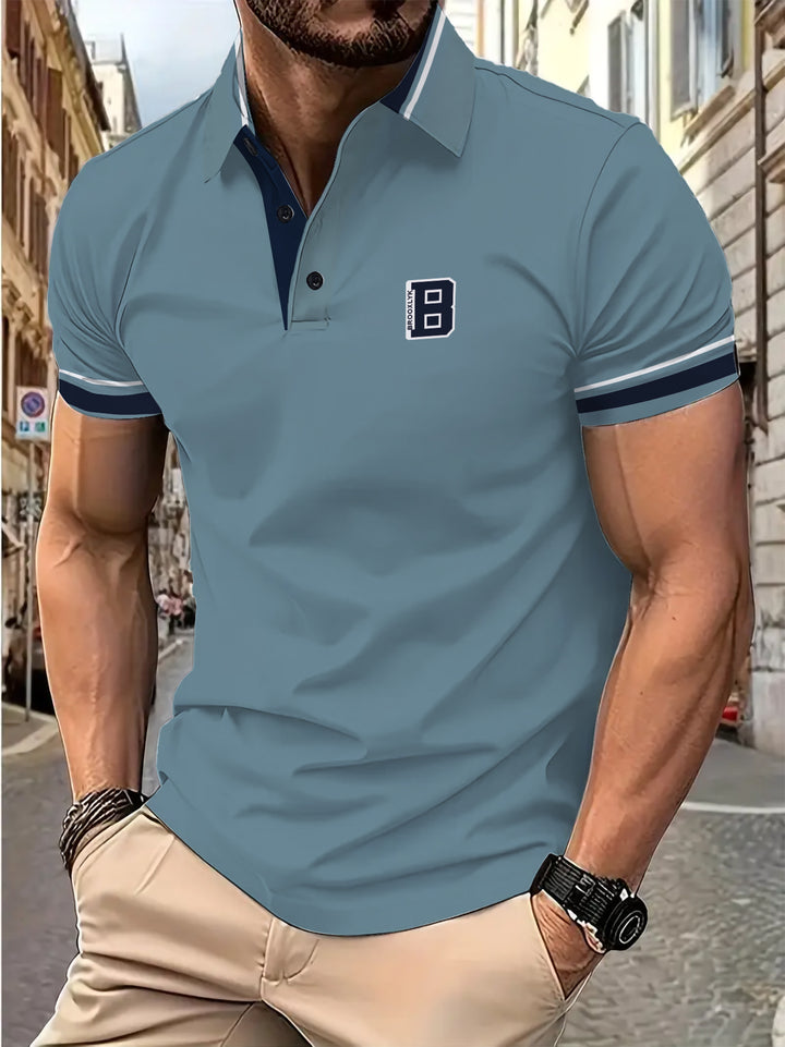 Herren Kurzarm Poloshirt mit modischen Kontrastdetails Aliams