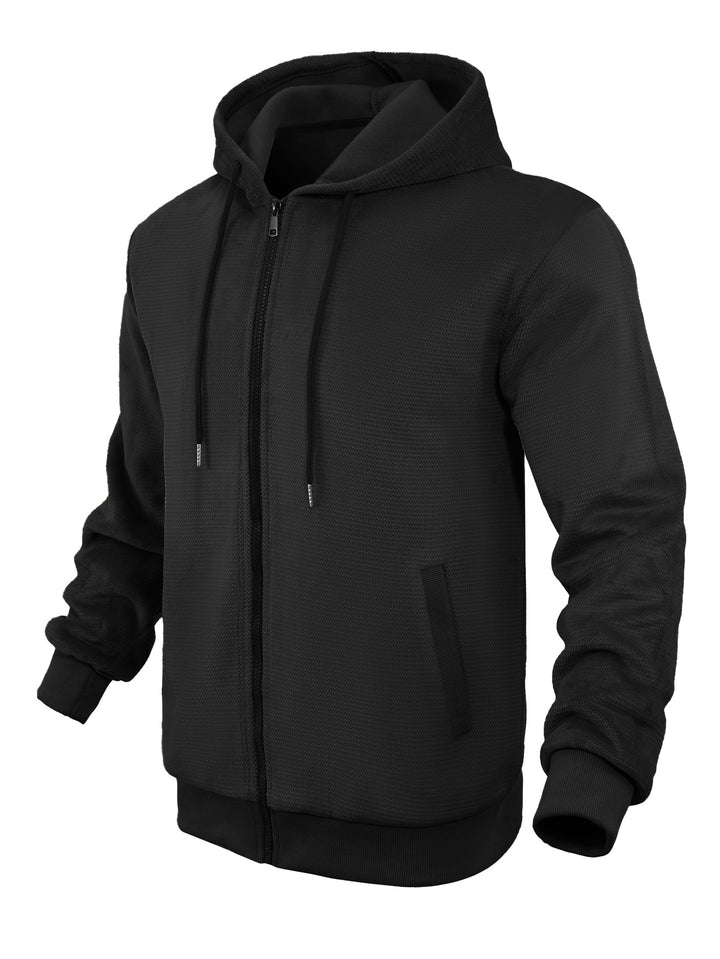 Herren funktionale Kapuzenjacke mit Reißverschluss und atmungsaktiver Netzstruktur Aliams