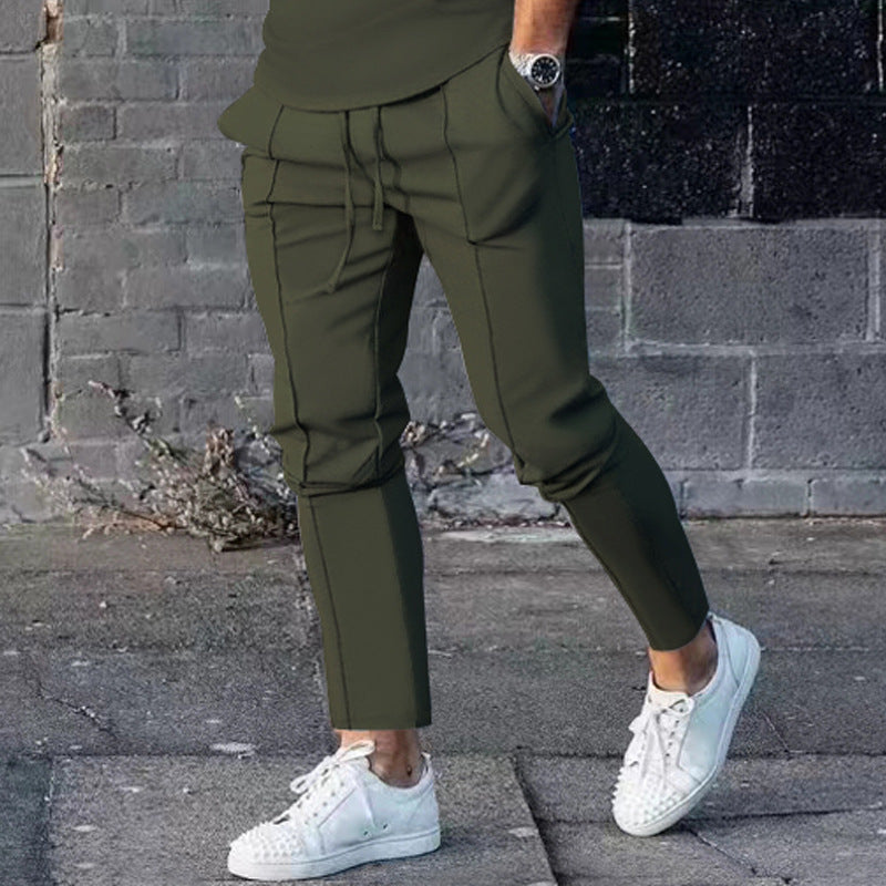 Herren stylische Freizeithose mit verstellbarem Kordelzug und seitlichen Eingrifftaschen Aliams