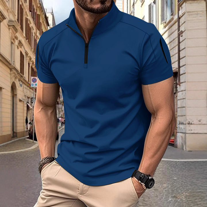 Herren Sportliches Kurzarm-Zip-Hemd Aliams