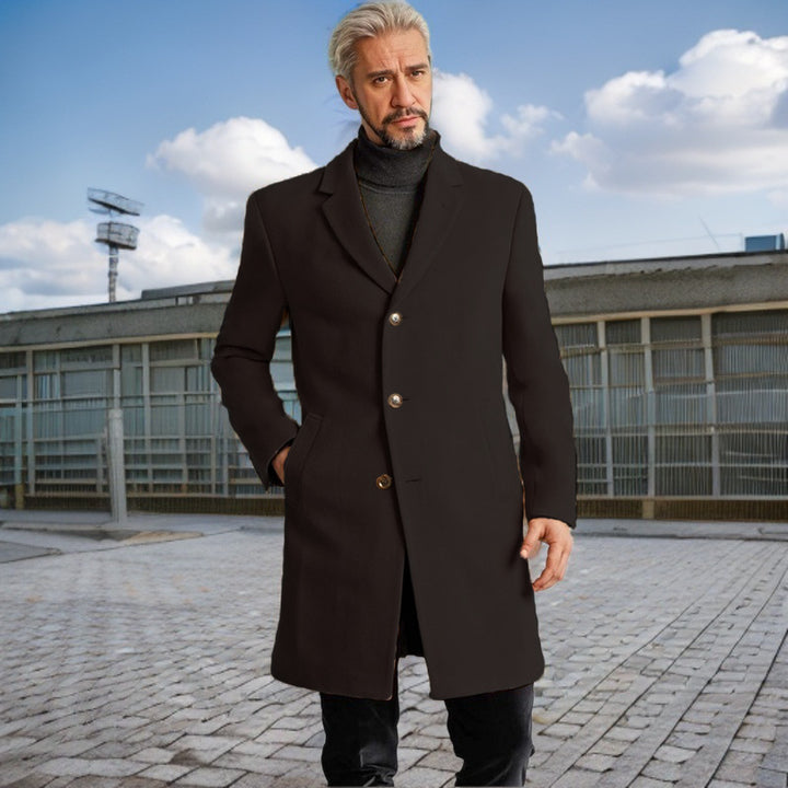 Herren Eleganter Langmantel mit modischen Knöpfen und hochwertigem Stoff Aliams