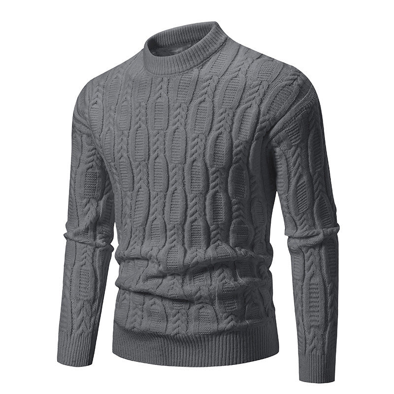 Herren Strickpullover mit modernem Zopfmuster und hohem Kragen Aliams