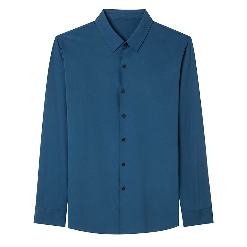 Herren elegantes Langarmhemd mit modernem Schnitt und hochwärtigem Kragen Aliams